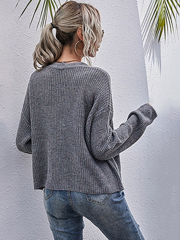 Grey Oversize Midi Cardigans with Button Front