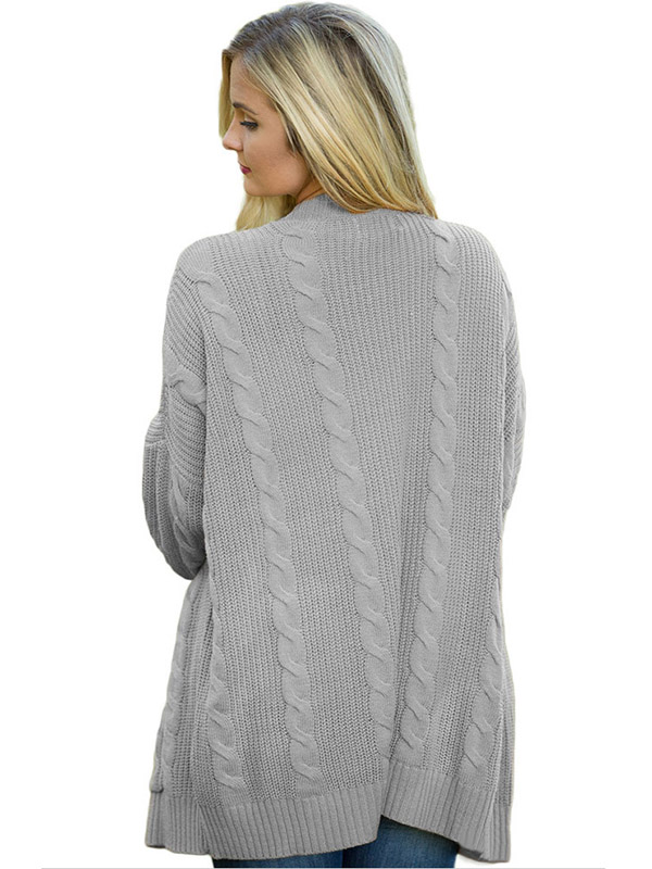 Grey Cable Knit Cardigan