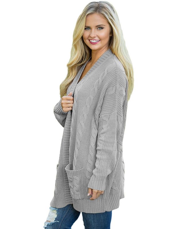 Grey Cable Knit Cardigan