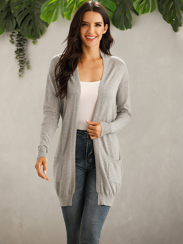 Grey V Neck Slim Fit Cardigan