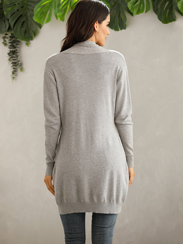 Grey V Neck Slim Fit Cardigan