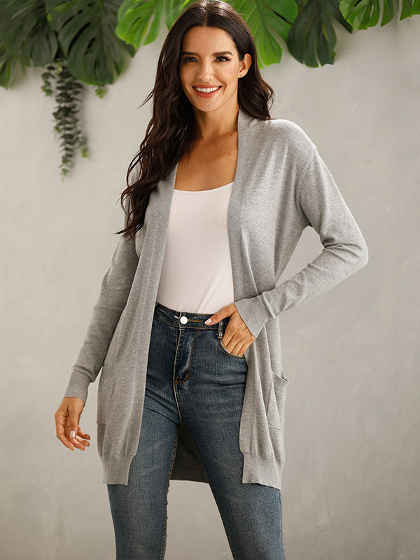 Grey V Neck Slim Fit Cardigan