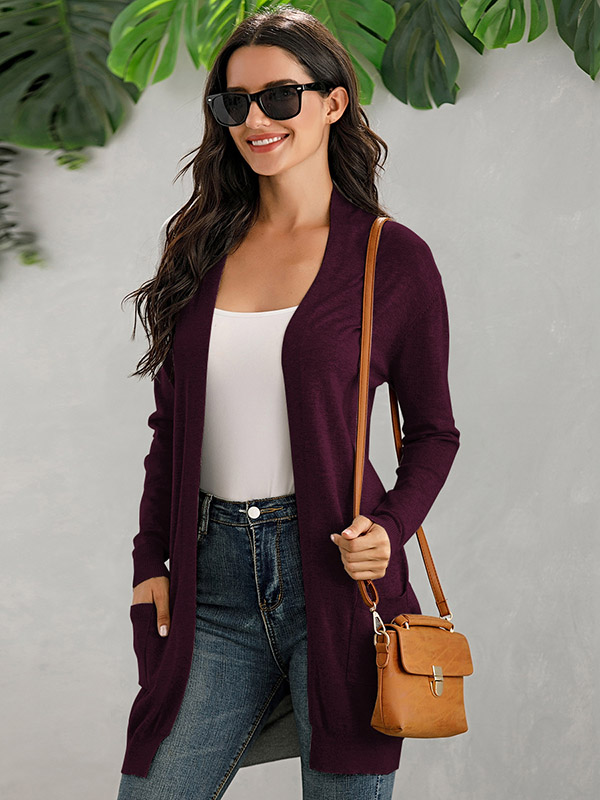 Burgundy V Neck Slim Fit Cardigan