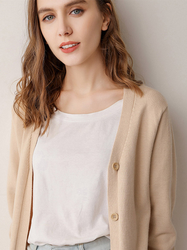 Apricot V Neck Cardigan