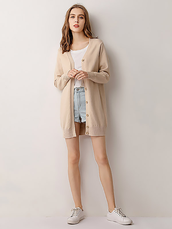 Apricot V Neck Cardigan