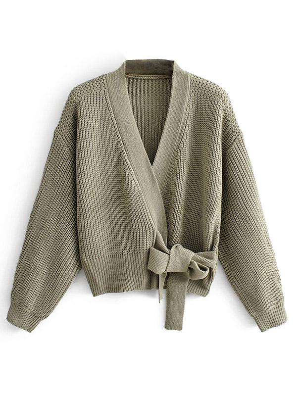 Green Tie Waist Cardigan