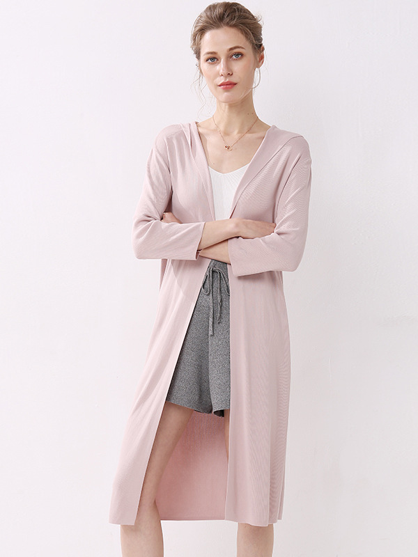 Pink Longline Fine Knit Cardigan