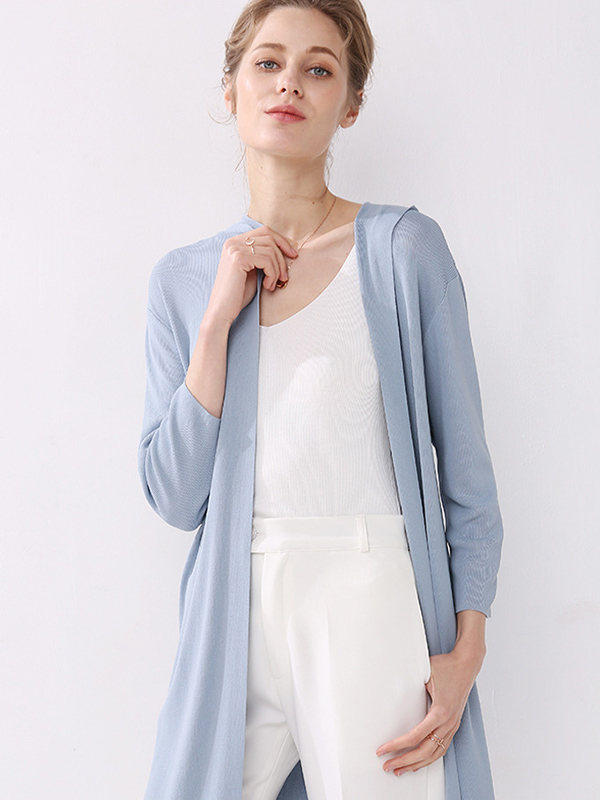 Sky blue Longline Fine Knit Cardigan