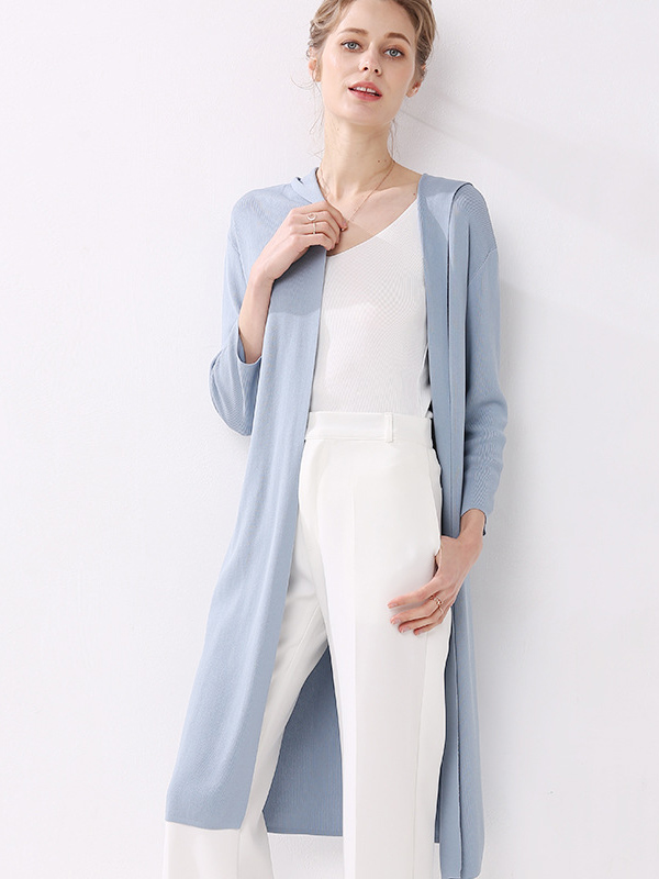 Sky blue Longline Fine Knit Cardigan