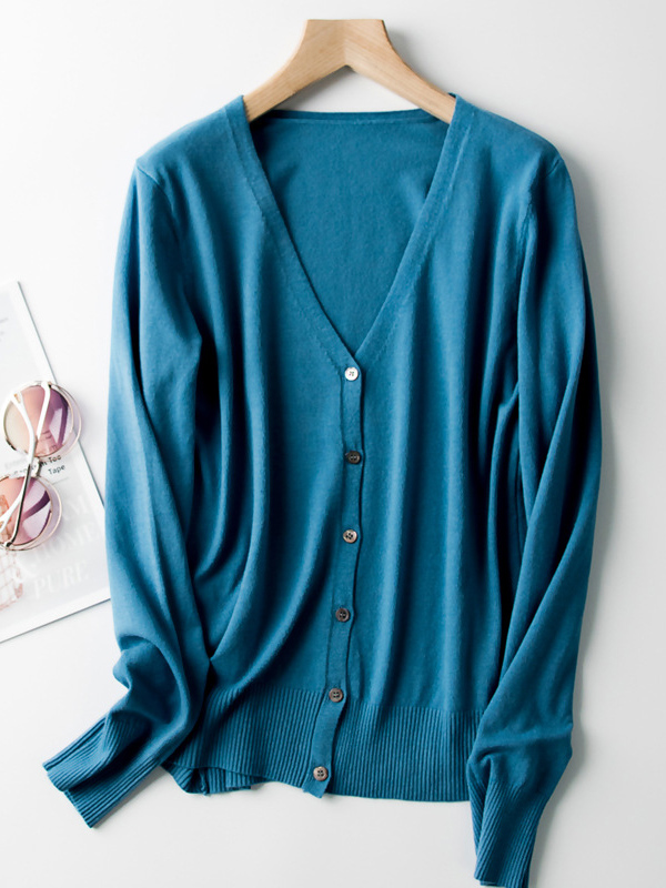 Haze Blue Texture Details Midi Knit Cardigan