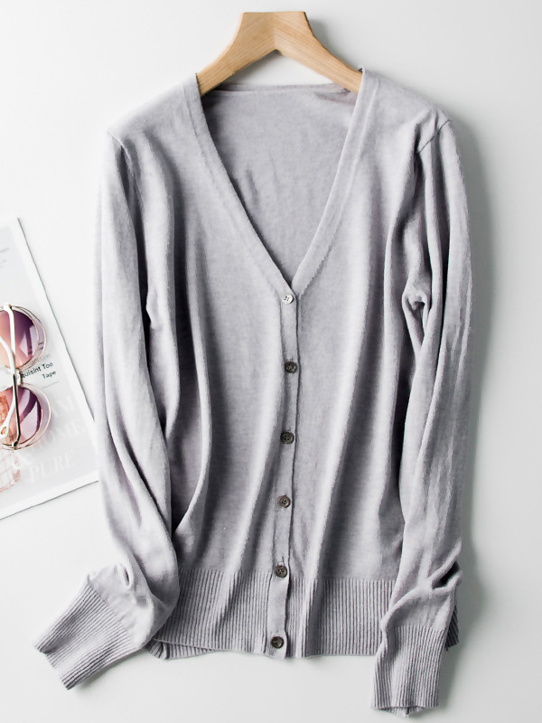 Grey Texture Details Midi Knit Cardigan