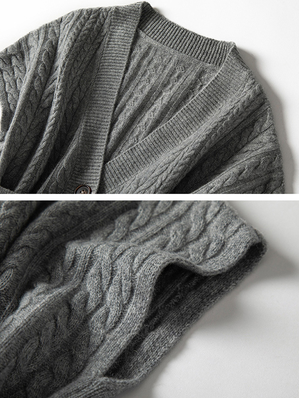 Grey Cap Sleeve Medium Knit Cardigan