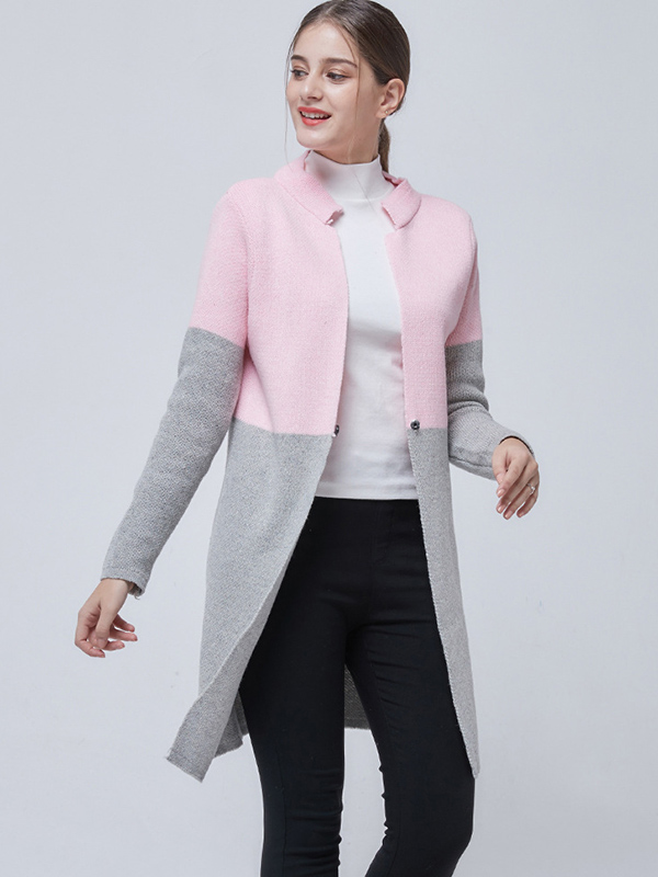 Multicoloured Contrast One Button Knit Cardigan