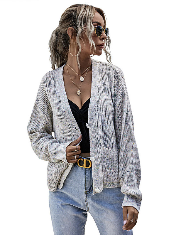 White Oversize Knit Cardigan With Colorful Sequins