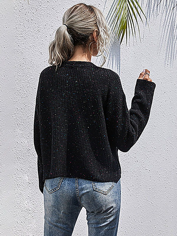 Black Oversize Knit Cardigan With Colorful Sequins