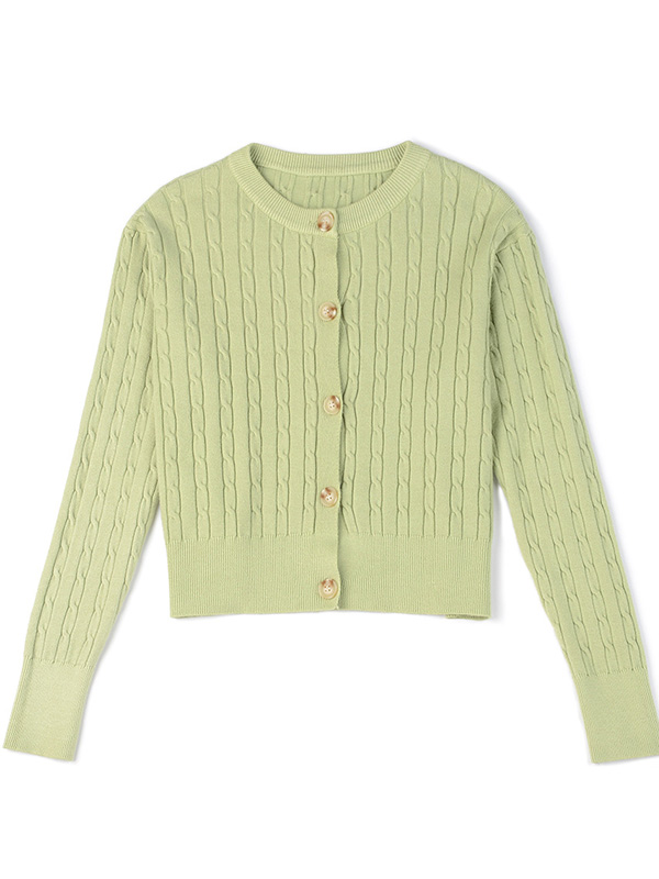 Green Retro Knit Cardigan