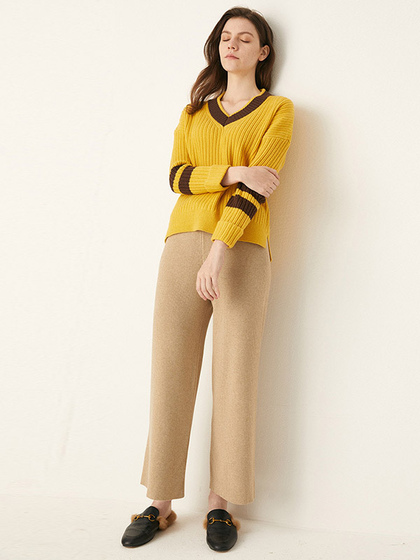 Khaki Belted Knit Pants