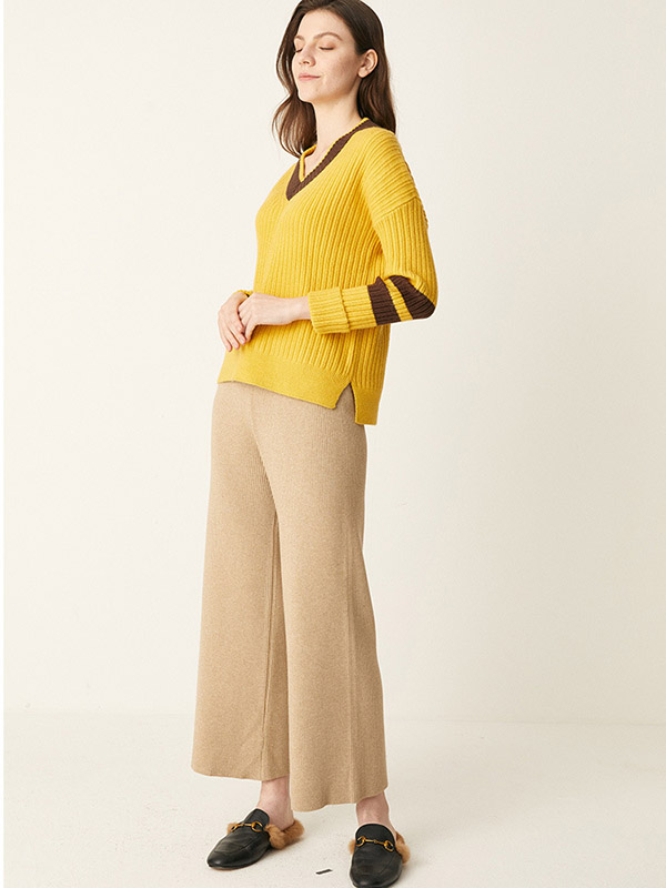 Khaki Belted Knit Pants