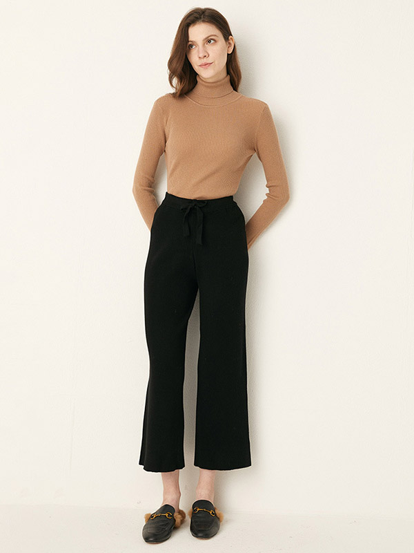 Black Belted Knit Pants