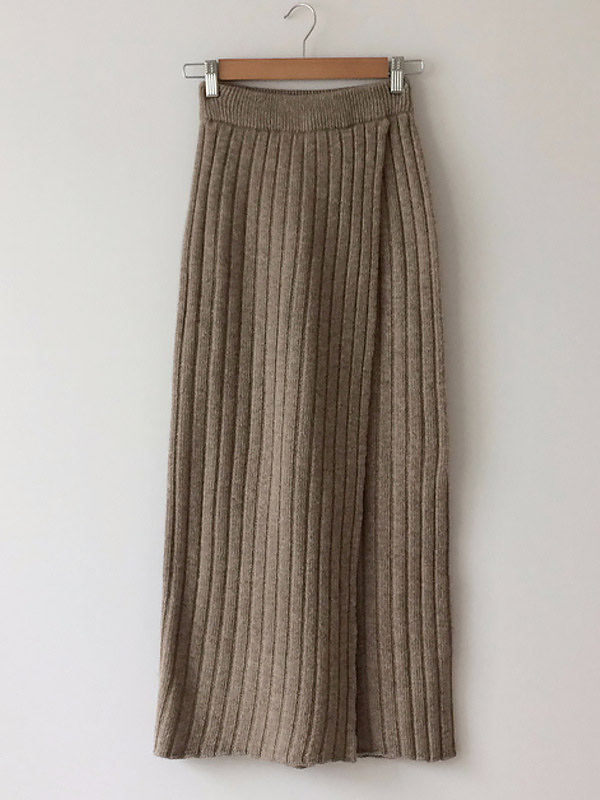 Khaki Split Knitted Skirts