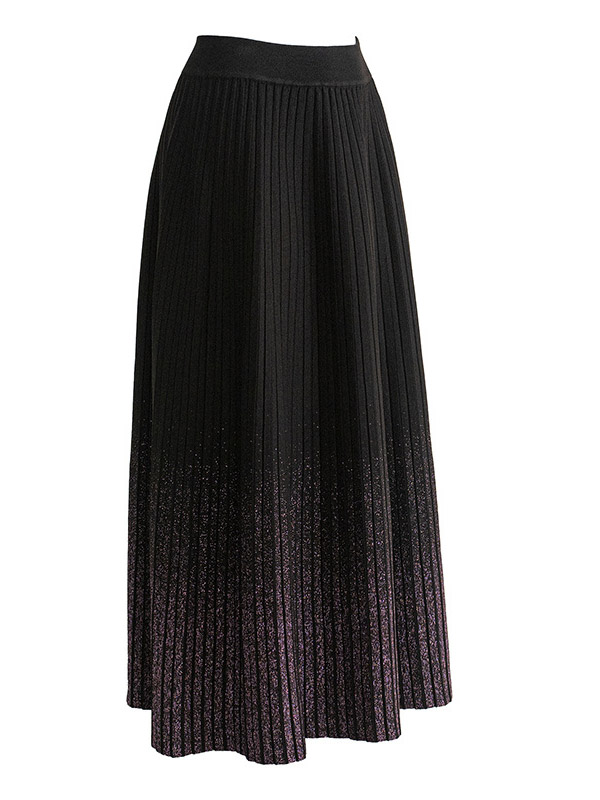 Purple Gradient Starry Knitted Skirts