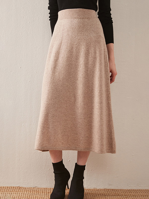 Pink Soft Cashmere Maxi Knitted Skirts 