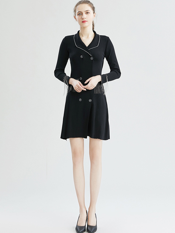 Black Knit Suit Blazer Dress