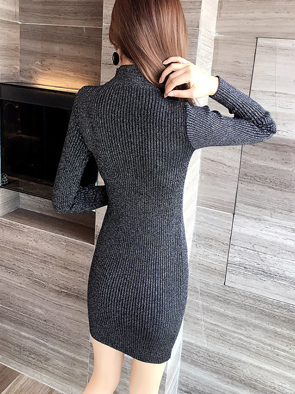 Black High Neck Bodycon Mini Dress