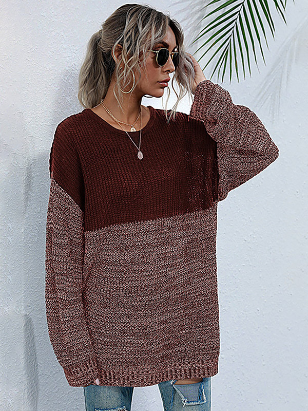 Burgundy Round Neck Pullover Jumper