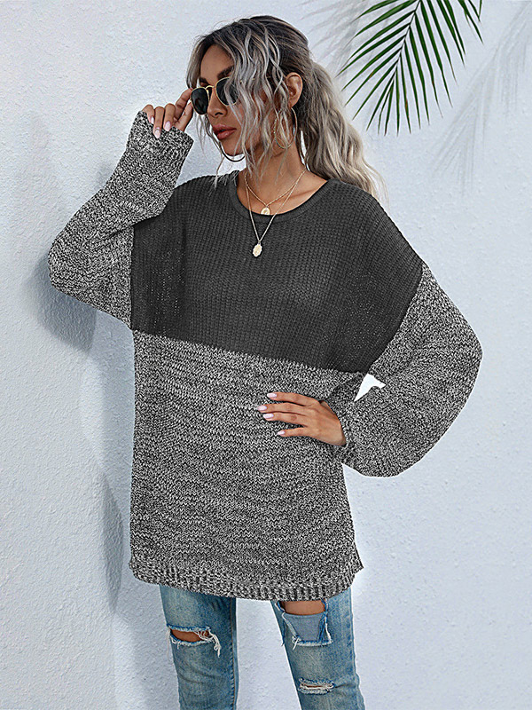 Dark Grey Round Neck Pullover Jumper