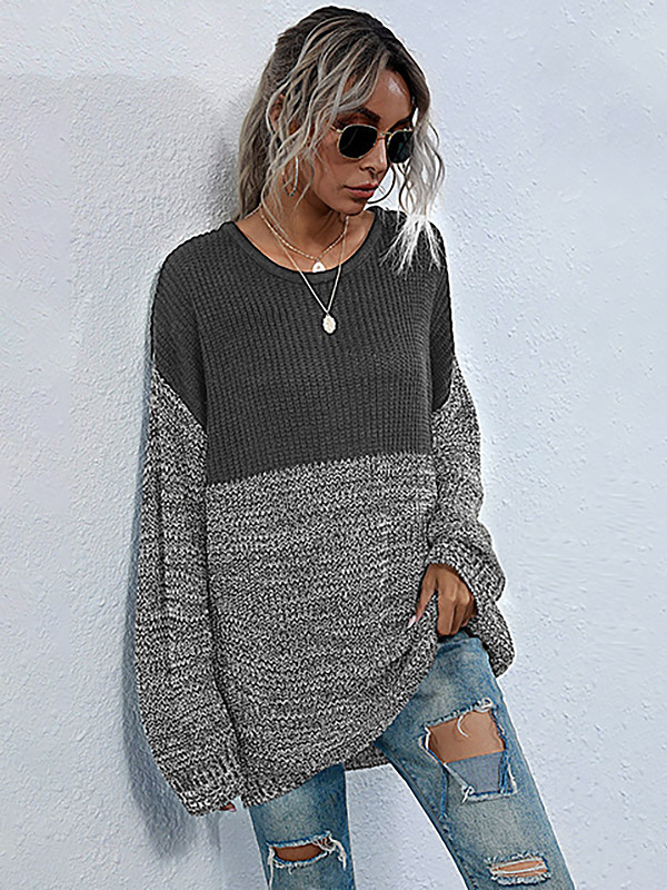 Dark Grey Round Neck Pullover Jumper