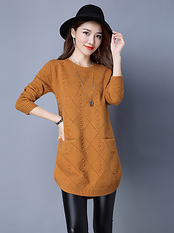 Yellow Round Neck Mini Knit Dress