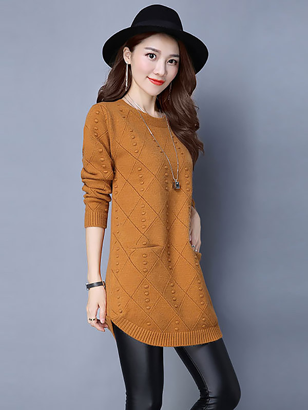 Yellow Round Neck Mini Knit Dress