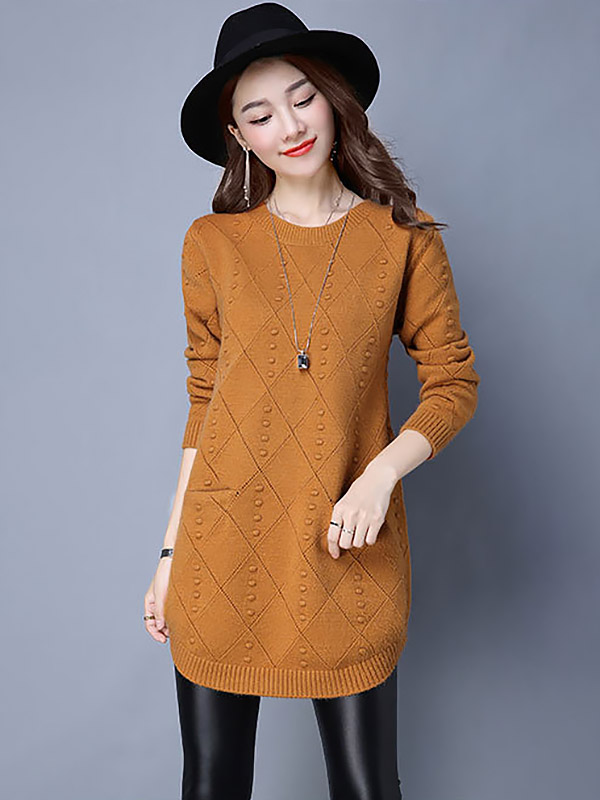 Yellow Round Neck Mini Knit Dress