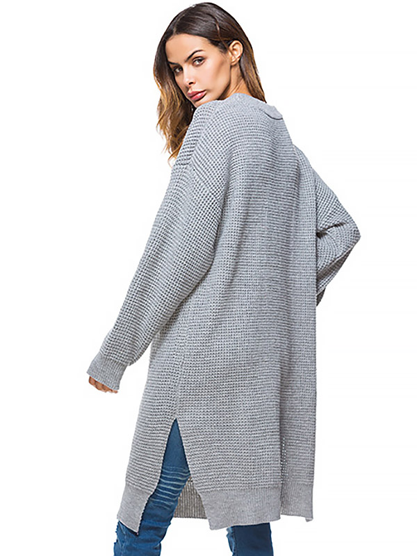 Grey Oversized Two Sides Split Knit Dresses