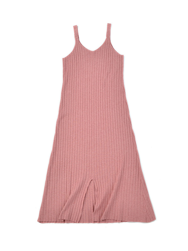 Pink Strap Knit Midi Dress