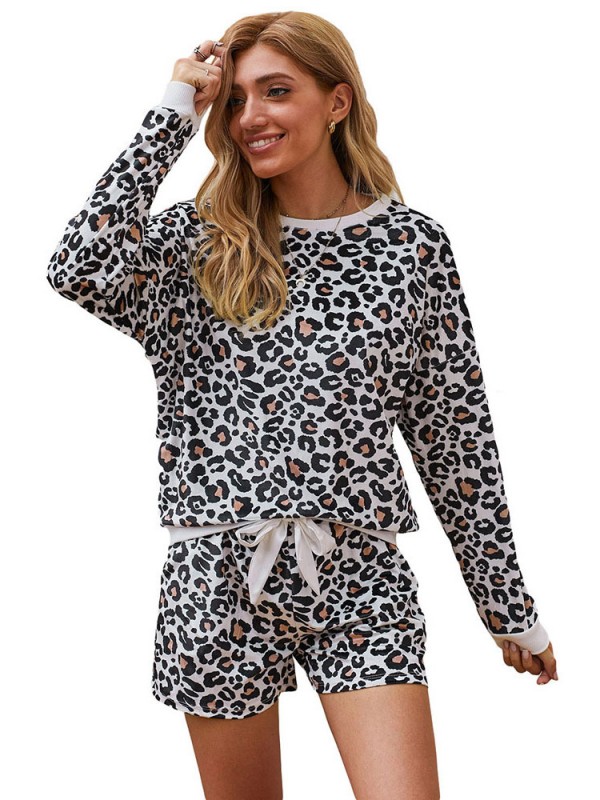 Black Leopard Knit Loungewear Set