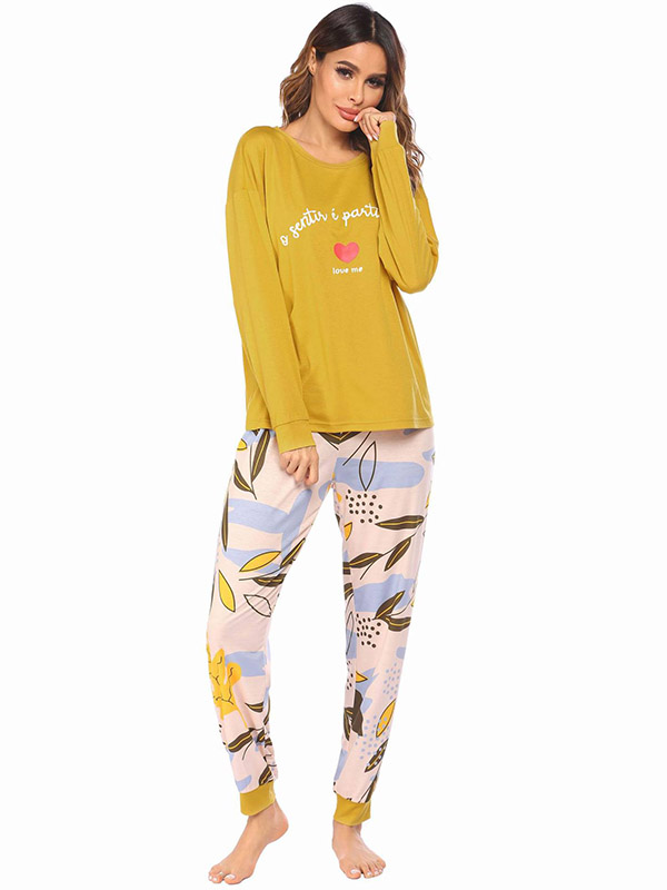 Yellow Flowers Print Loungewear Set