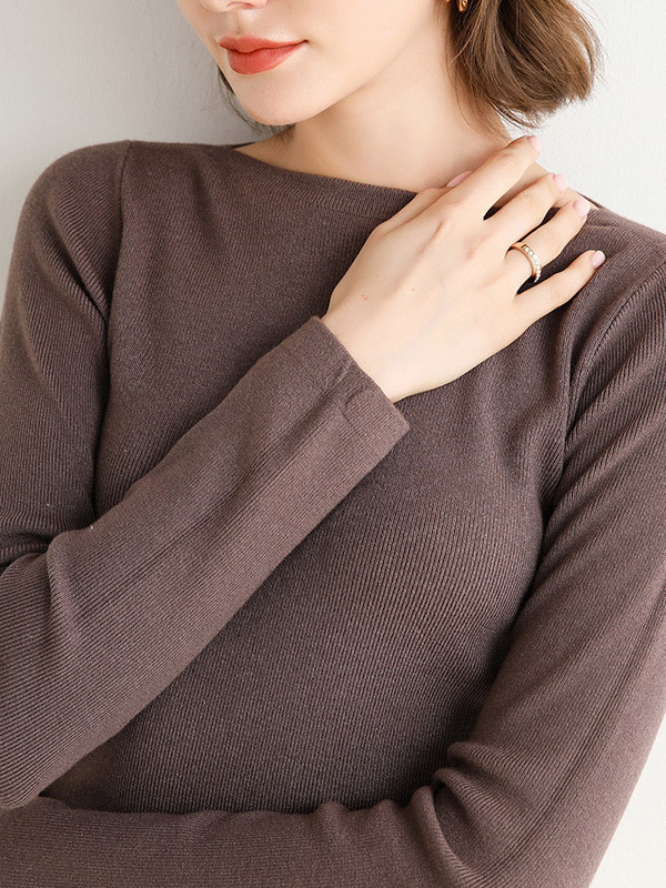 Brown Bodycon Base Knit Sweaters