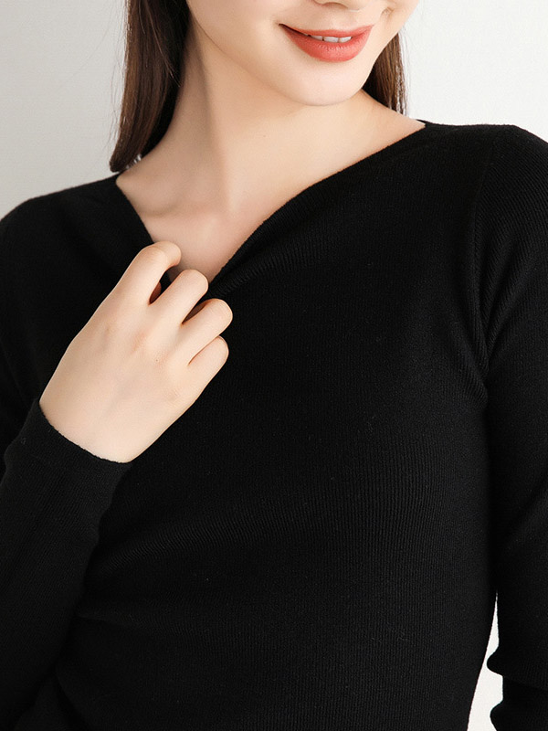 Black Bodycon Base Knit Sweaters