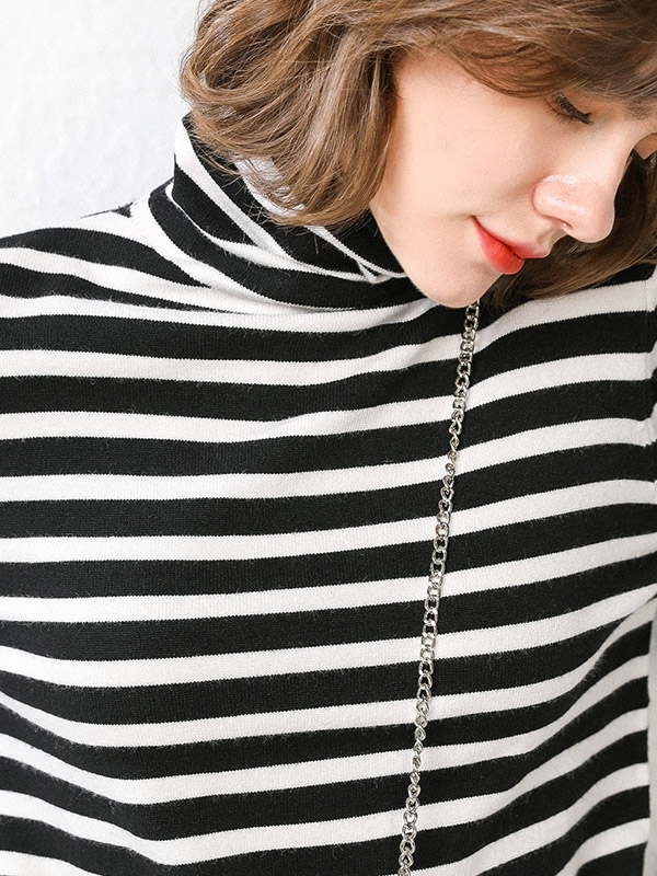 Black Casual Knit Sweaters With Stripes