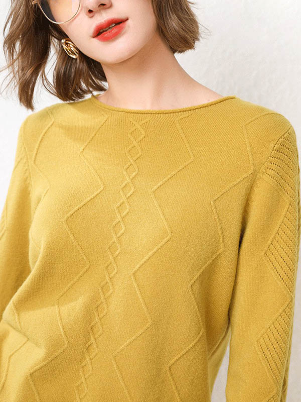 Yellow Round Neck With Twist Pattern