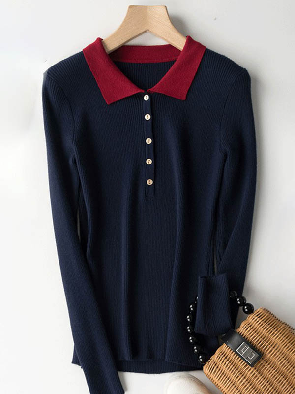 Navy Blue Roll Neck Classic Base Knit Sweaters