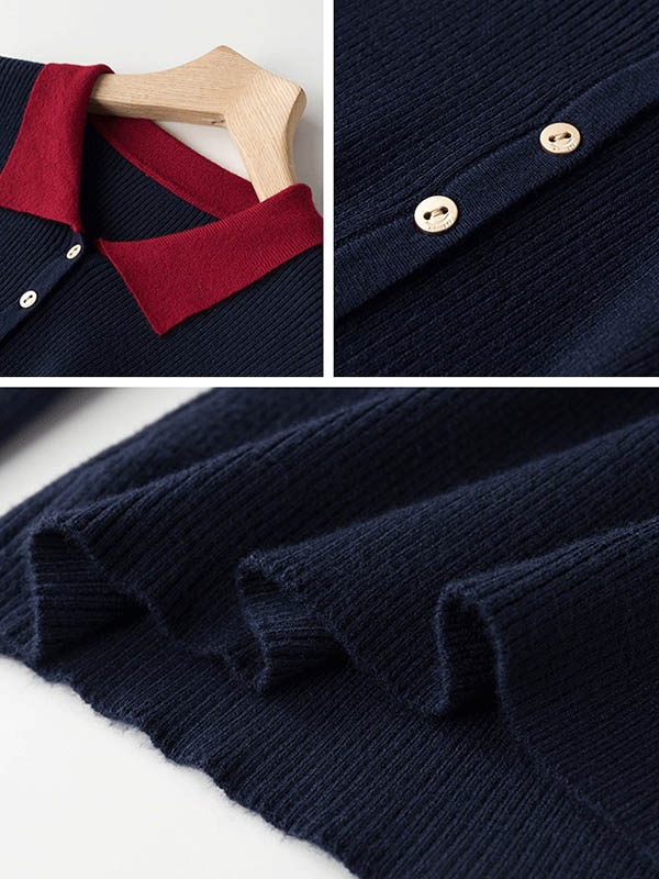 Navy Blue Roll Neck Classic Base Knit Sweaters