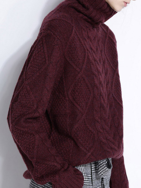 Red Turtleneck Oversize Heavy Knitted Sweaters