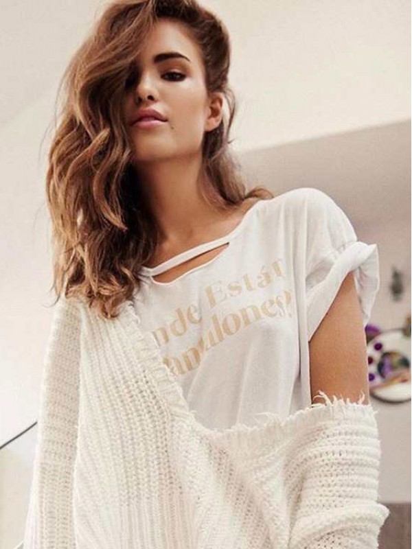 White V-neck Tassel Knit Sweaters