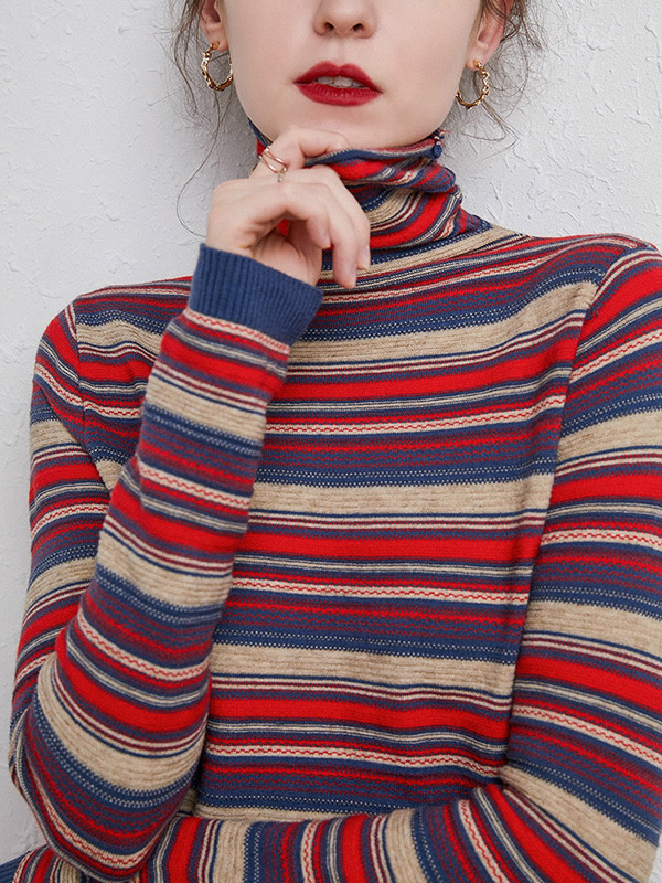 Red Elegant Morandi Color Knit Sweaters