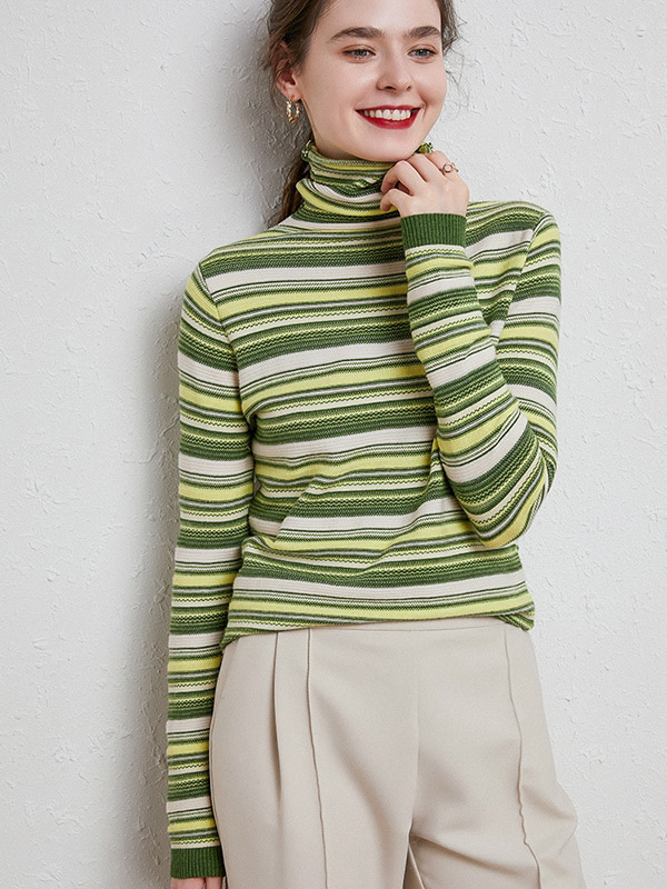 Green Elegant Morandi Color Knit Sweaters