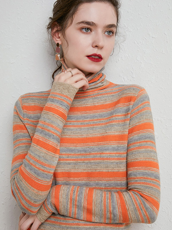 Orange Elegant Morandi Color Knit Sweaters