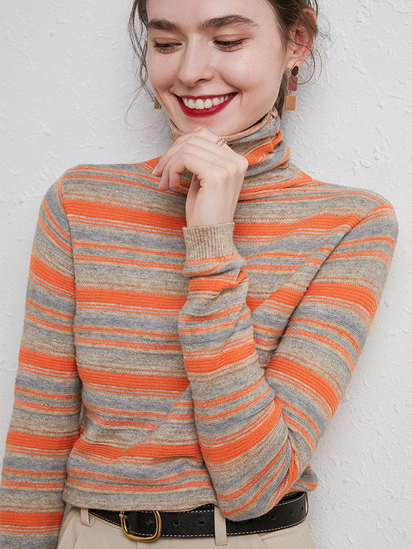 Orange Elegant Morandi Color Knit Sweaters